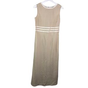 Eddie Bauer Sleeveless Striped Dress Tan